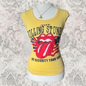 Yellow Rolling Stones 1999 Y2K Graphic Indie Sleeve Women's Small Band Tee